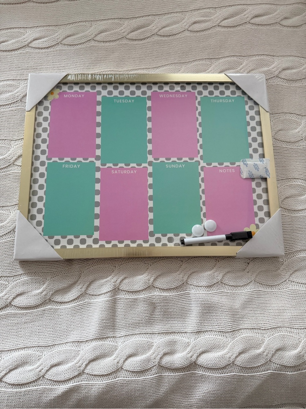 XO, Sienna Whiteboard Planner Weekly Dry Erase Planner Board in Pink and Teal